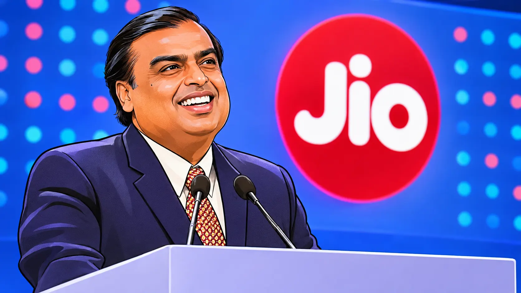 Mukesh Ambani announcing Reliance Jio at launch event
