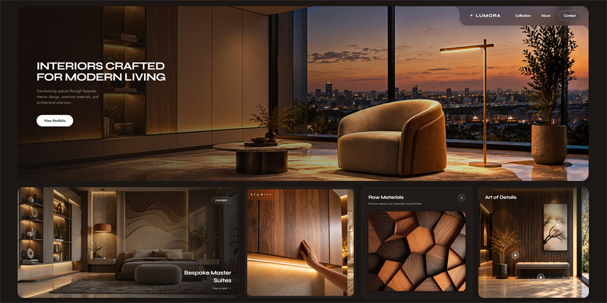Lumora Luxury Interior Design Homepage